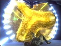 Odo ist in einem Energiefeld gefangen.