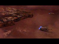 Shuttlepods ziehen die Enterprise aus dem Partikelfeld